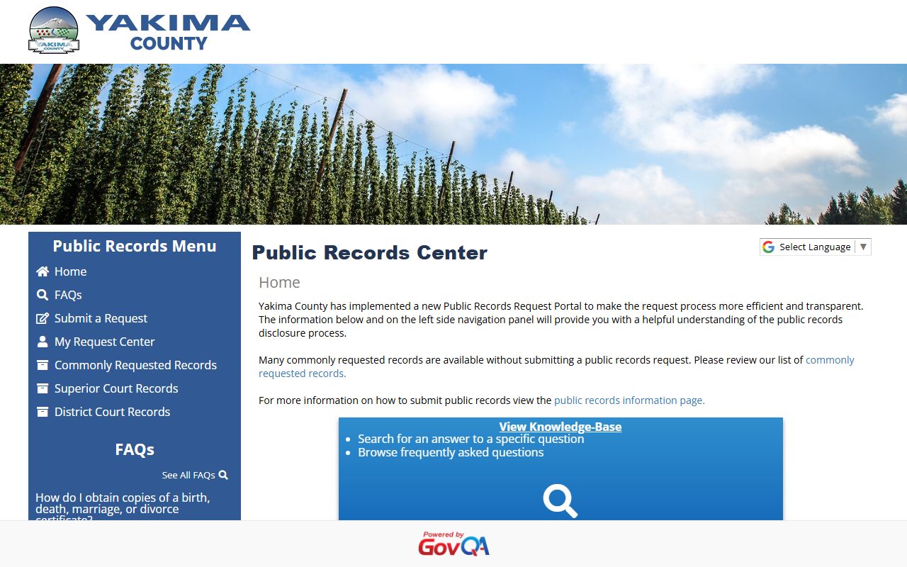 Yakima County booking photo public records request portal